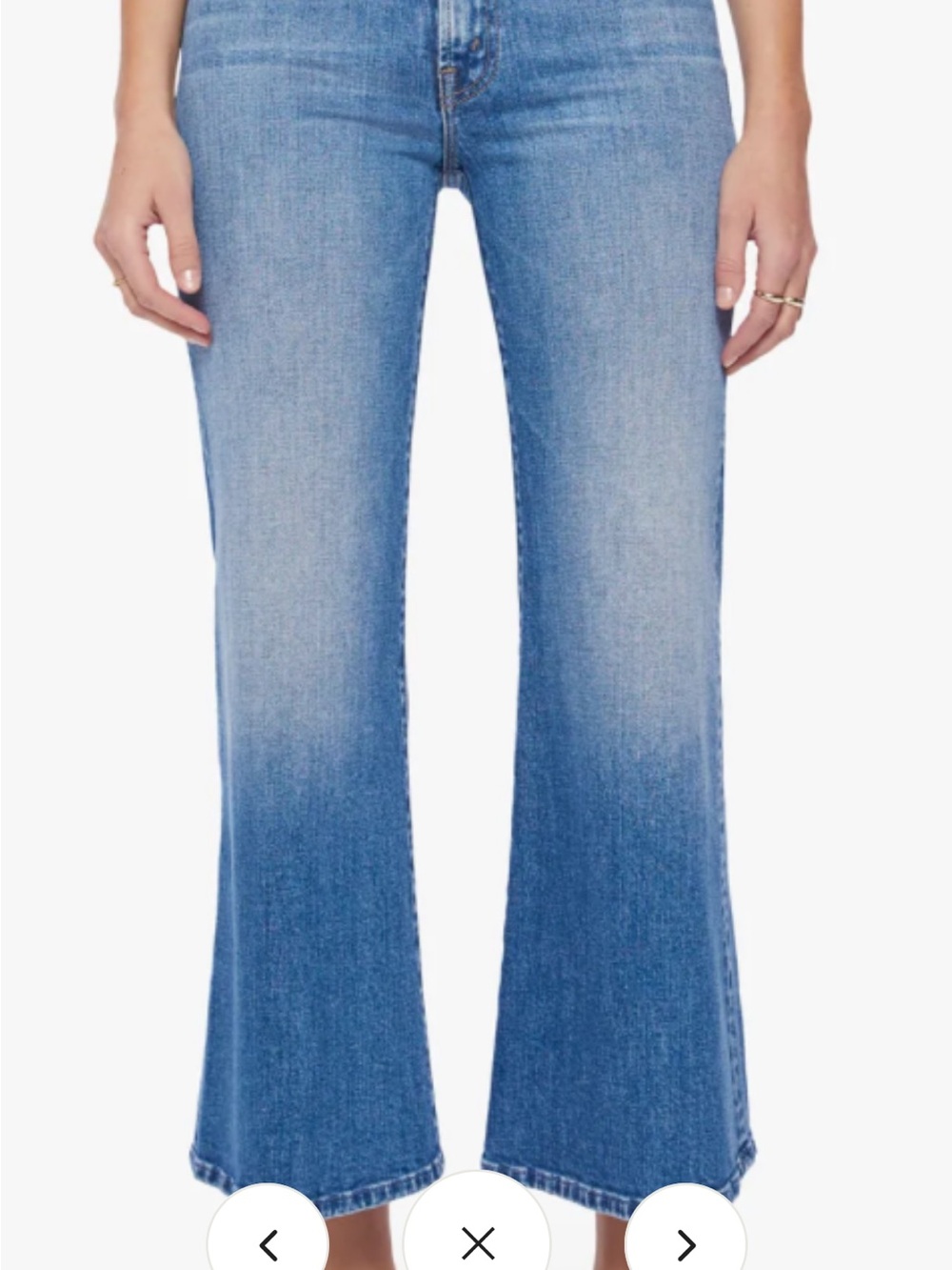 MOTHER Mid-Rise Faded Blue Flare Jeans